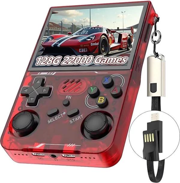 marevic R36XX Handheld Video Game Console 128G, Retro Gaming Console 15000+ Classic Games 12+ Emulators, 3.5″ IPS OCA Screen, 640*480 Resolution, Open Source Linux System, WiFi Support 128 GB