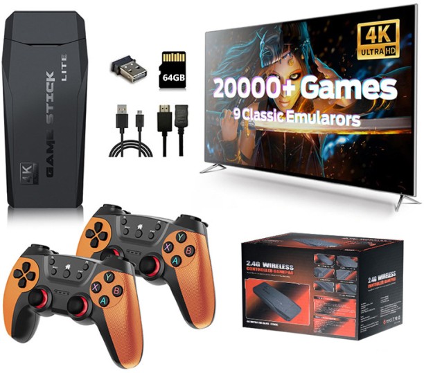 Finevr New M9 game console HDMI home TV 4K high definition 2.4G wireless game console U Bao retro nostalgic arcade 64 GB