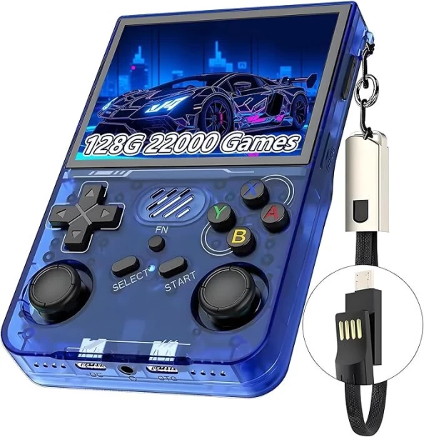 marevic R36XX Handheld Video Game Console 128G, Retro Gaming Console 15000+ Classic Games 12+ Emulators, 3.5″ IPS OCA Screen, 640*480 Resolution, Open Source Linux System, WiFi Support 128 GB