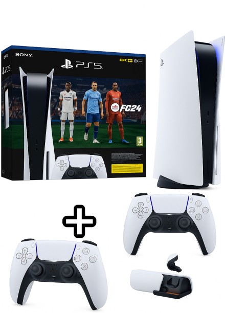 Sony Ps5 Slim Digital + FC 26 + 2 X Controllers + Ps Pulse Wireless EarBuds + Cable Guy Mini 1 TB