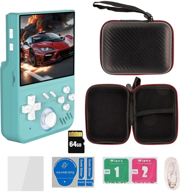 marevic mini Handheld Game Console, Linux System 64G TF Card 1.5W+ Games Handheld Emulator Console, 3.5 Inch IPS Screen Retro Games Console Support 30 Kinds of Simulators 64 GB