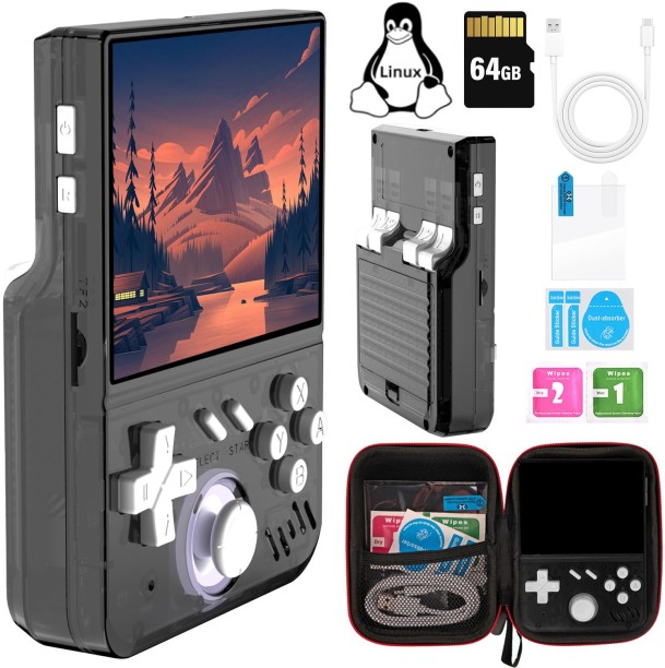 marevic mini Handheld Game Console, 64G TF Card 1.5W+ Games Handheld Emulator Console, 3.5 Inch IPS Screen Retro Games Console Support 30 Kinds of Simulators 64 GB
