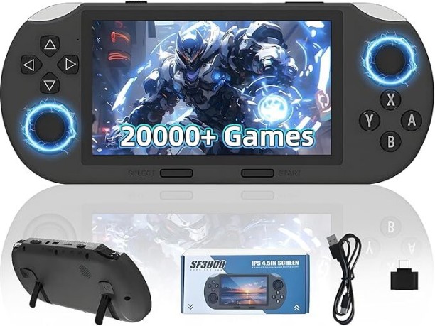 marevic new SF3000 Retro Gaming Console , Handheld Video Games Console Preloaded 20000+ Retro Games 14+ Emulators, 4.5 Inch IPS HD Screen, 854*480, 3000mAh Battery, 3D Joystick, Support TV Output 64 GB