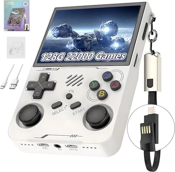 marevic R36XX Handheld Video Game Console 128G, Retro Gaming Console 15000+ Classic Games 12+ Emulators, 3.5″ IPS OCA Screen, 640*480 Resolution, Open Source Linux System, WiFi Support 128 GB