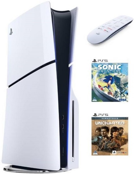 SONY PlayStation 5 Slim + Media Remote + 2 Top Games | Sonic & Uncharted 1000 GB