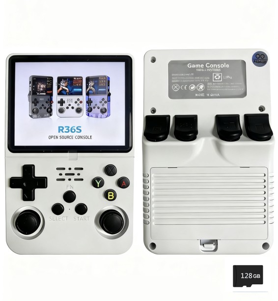 Finevr R40S Retro Gaming Console, Console, 3800mAh Rechargeable Mini Retro Video Console with 128GB TF Card 127G GB