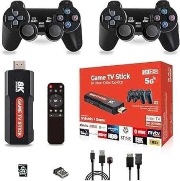 MTL Game TV Stick - 8K Ultra Set-Top Box with 5G + 2 Wireless Game Controllers 64 GB