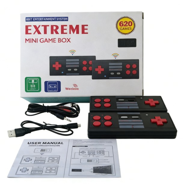 Finevr 2.4gU treasure box retro game console 620 games wireless dual handle gift TV game console 1 GB