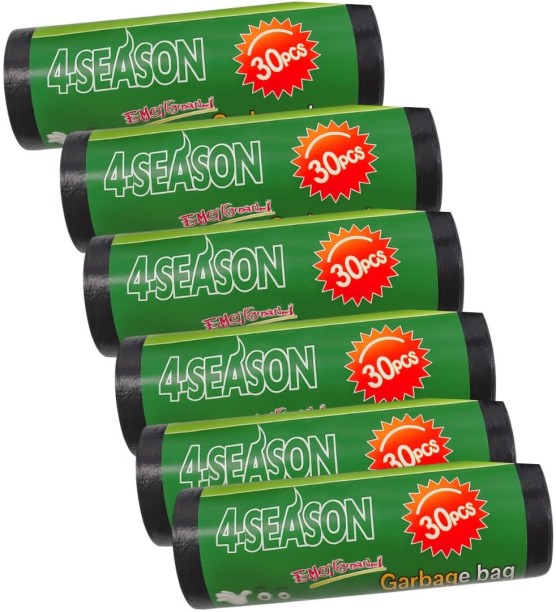 4 Season Garbage Bags, 30 Pieces per Roll, Pack of 6 Medium 60 L Garbage Bag  Pack of 180
