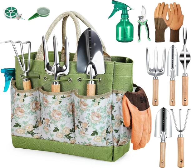 Emporium Hub Heavy Duty Gardening Hand Tools with Garden Tool Organizer Handbag Garden Tool Kit