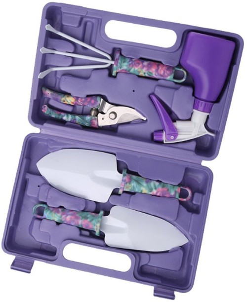 jourgdeals 5 Pieces Print Flower Pattern Shovel kettle Garden Tool Set Garden Tool Kit