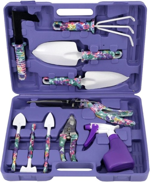Floral Gardening Tool Set 10 Pieces In Carry Case Novelty Gift Outdoor Garden Tool Kit