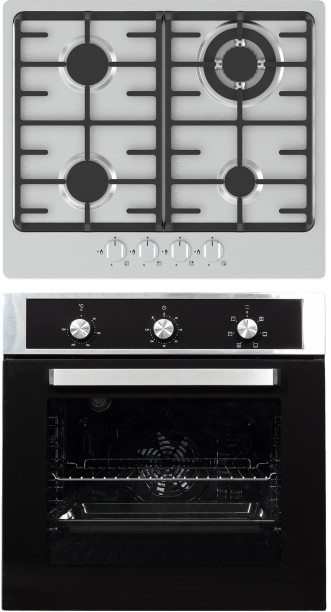 Ladybird 60cm Combi 6 Function Oven Set With 4 Burner Stainless Steel Gas Hob Steel Automatic Gas Stove