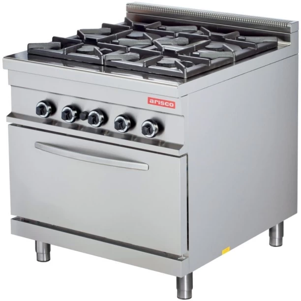 ARISCO 4 Burner with gas oven - 900 range Stainless Steel Automatic Gas Stove with Oven