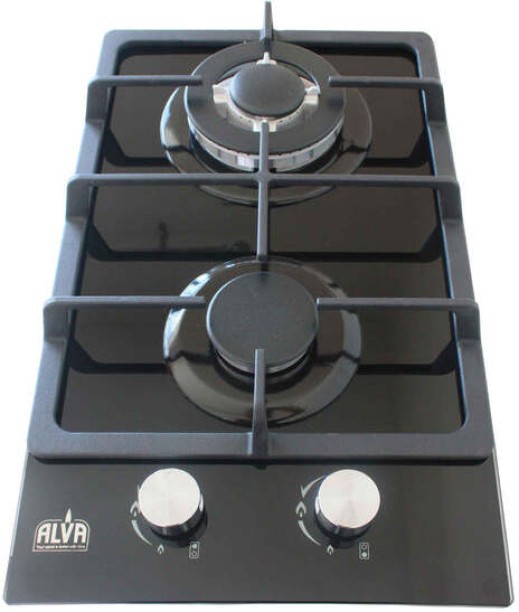 Alva 30cm Hob | Black Glass Top | Electronic Ignition | LPGSA Certified | 12 Month Warranty Stainless Steel Manual Gas Stove
