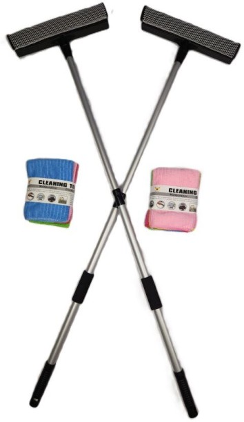 Kims Convenience TELESCOPIC SQUEEGEE - TWIN PACK WITH 10 MICROFIBRE CLOTHS Concentrate