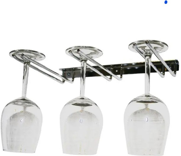 WOODLY Wine Glass Holder, Chrome Plated, 3 Row Wall Mounted Glass Holder