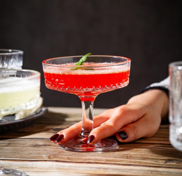 R AND E (Pack of 6) Set of 6 Vintage Coupe Glasses Cocktail Glass Set