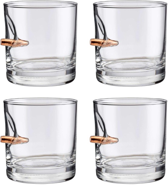 MySo (Pack of 4) Bullet Whisky Glass Set