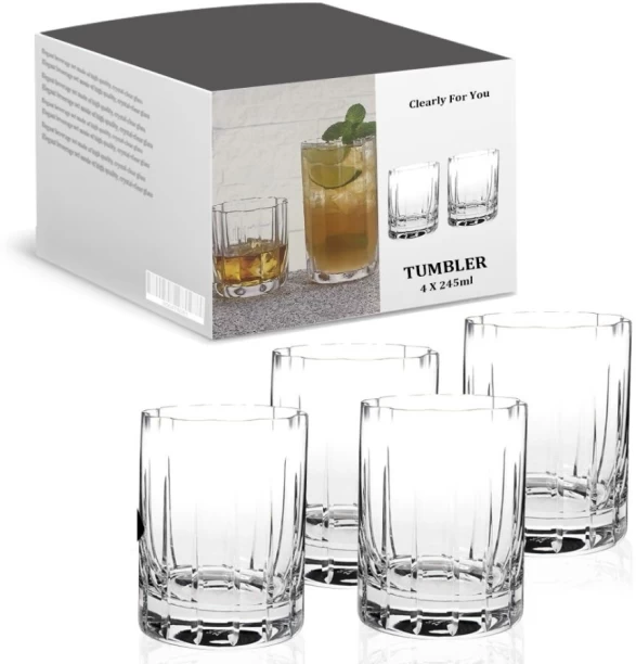 Danny Home (Pack of 4) Tumbler 4 Pack 245ml Water/Juice Glass Set