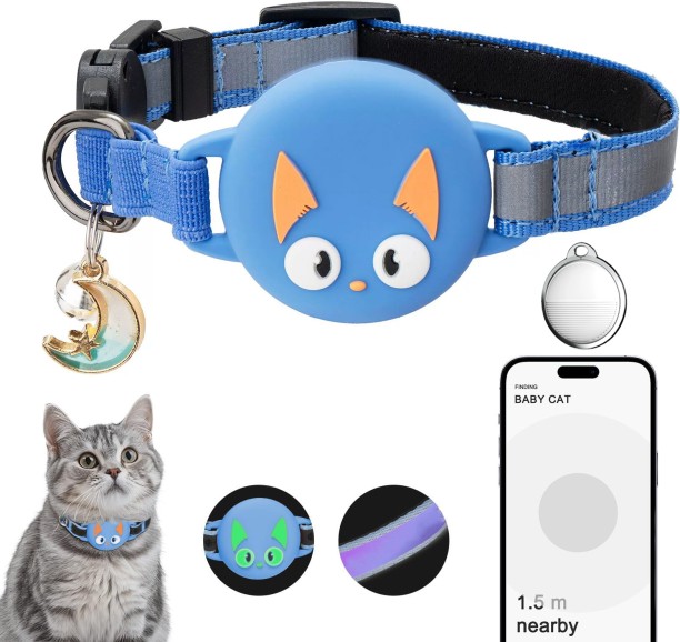 marevic Airtag Cat Collar Breakaway, Reflective Cat Airtag Collar with Apple Air Tag Holder and Bell, Cat Tracker Collar for Girl & Boy Cats GPS Device