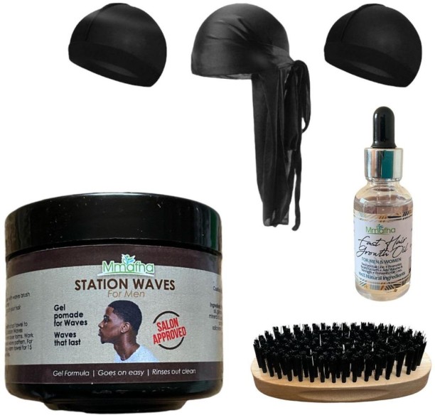 Lihle Men Wave Kit- Durag, Brush, Wave Cap with Wave Pommade & Hair Growth Oil Health Care Combo