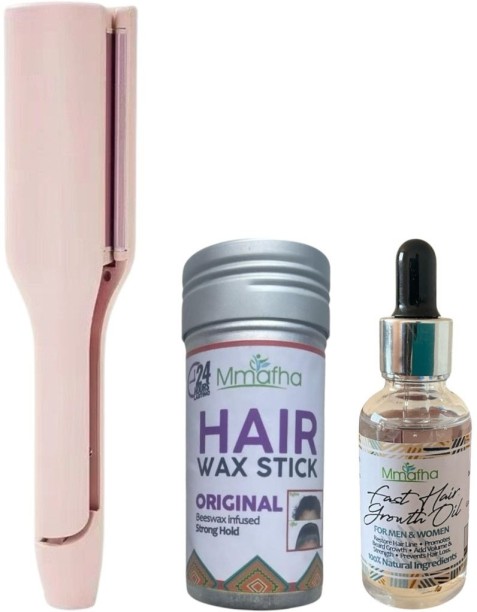 Mmafha Roll Curling Stick with Wax Stick & Hair Growth Oil Hair Combo