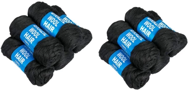 Lihle 10 Pieces Brazilian Wool Hair Acrylic Yarn-Black Braid Extension