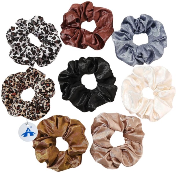 ALANES 8 Packs Hair Scrunchies Leopard Solid Color Hair Ties for Women Hair Claw