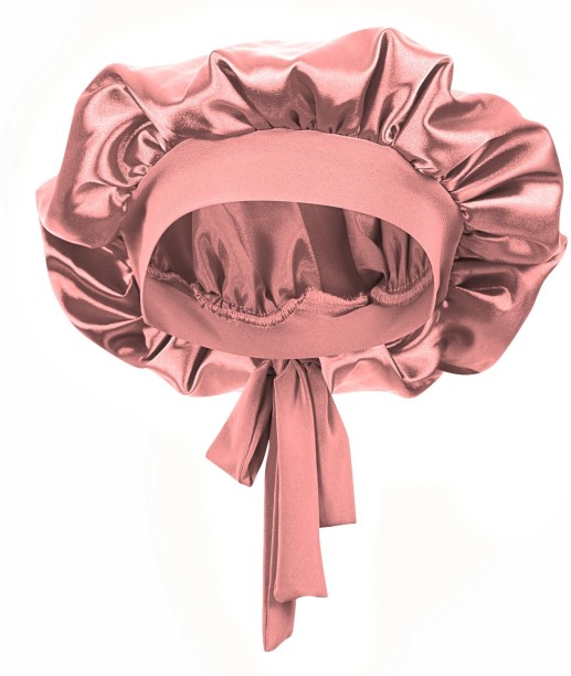 Selphies Tie-On Satin Bonnet (Headwrap) Blush Pink Hair Combo