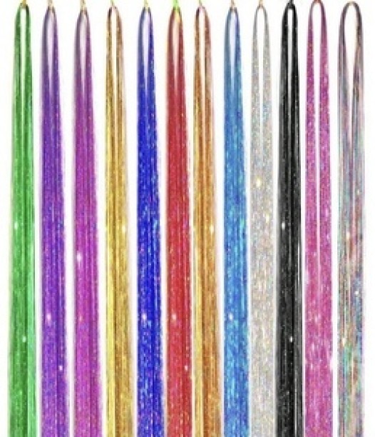 none 12 Color Hair Tinsel Kit with Accessories Multi-Colors Hair Extension Kit Hair Accessory Set