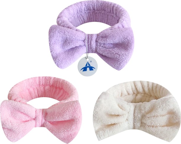 ALANES 3 Packs Bow Headband Set Absorbent Face Wash Waterproof Hair Band Head Band