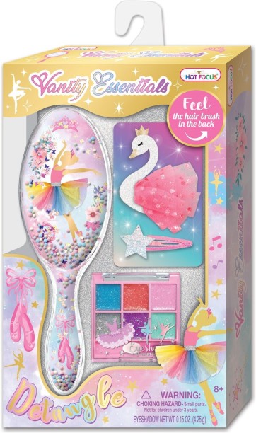 Hot Focus Ballerina Vanity Essentials Detangling Hairbrush & Make up Set Hair Brush
