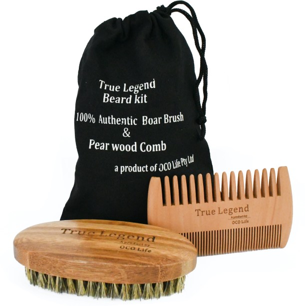 OCO Life True Legend Beard Kit in Cotton Bag Hair Brush