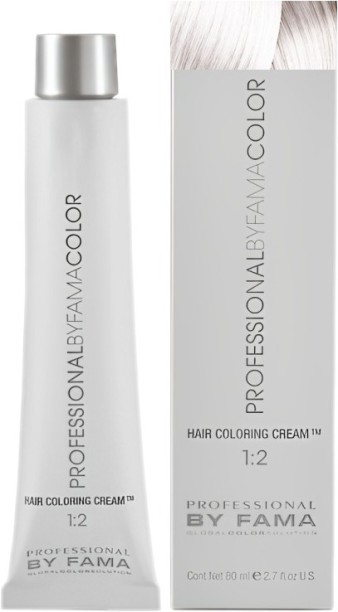 flye Fama Professional Permanent Hair Dye 80ml + 100ml 20vol developer - 101EC SUPER LIGHTENING ASH BLONDE , Silver