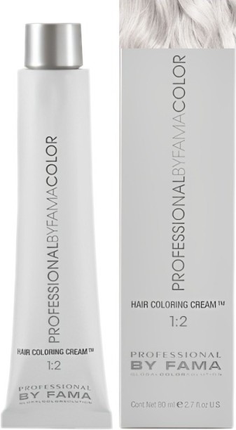 Flye Fama Italy Professional Permanent Hair Dye 80ml + 100ml 20vol developer - 10 EC , Silver