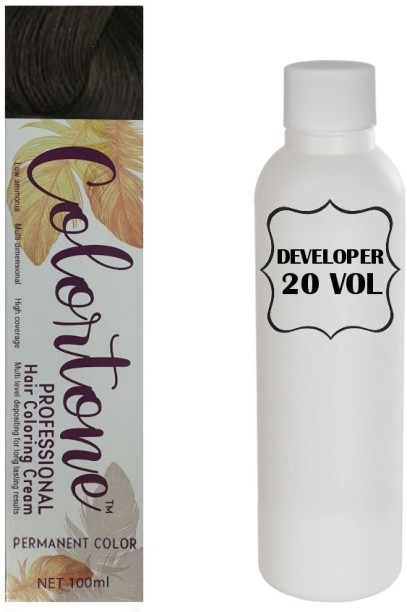 colortone Colortone Professional Hair Dye Tint Double Coverage Coloring Cream - 2.0 Darkest black brown , Brown