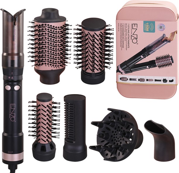 ENZO Leather Case Box Curling Drying Straightening Hair Dryer Brush Set Professional Multi Head Styler