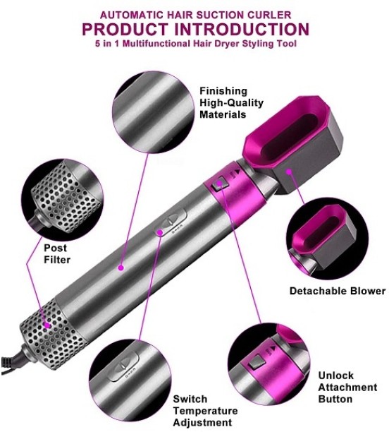 Super Electronics Hair Styler With Hot Air Brush, Air Curler, Hair Dryer, Straighteners, Wrapper Hair Curler