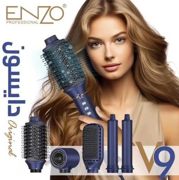 ENZO Hair Dryer 5 in 1 High Speed Brushless Motor Straightener Comb Curler One Step Hair Dryer Styler Electric Hot Air Brush Set Hair Dryer
