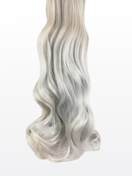 Flye 10 Piece Wavy Long 55-60cm Full Head Clip-on Extensions XXL - 1001B Silver platinum Hair Extension