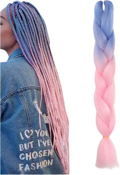 Generic 24 Inch blue, pink ombre braids, jumbo braiding, synthetic Hair Extension
