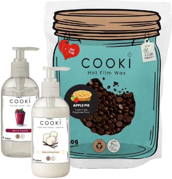 Cooki Pie Hot Film Wax 800g, Pre Wax Lotion + Post Wax Lotion
