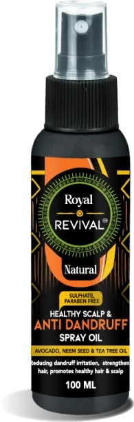 Royal Revival Healthy Scalp & Anti Dandruff Spray Oil It contains Castor Seed oil, Soybean, Avocado, Neem, Manketti, Argan, Tea Tree Oil., Travel Pack Size Curl Hair