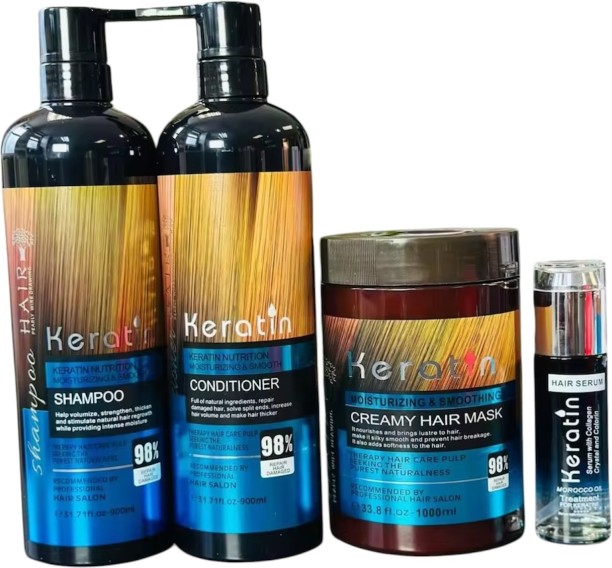 Keratin Hair Shampoo, Conditioner, Mask and Serum