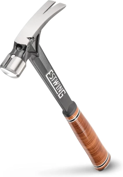 Estwing Ultra Series Hammer - 15 oz Rip Claw Framer with Smooth Face & Genuine Leather Grip - E15S Straight Claw Hammer