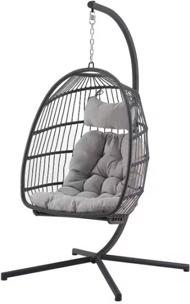 MHC Modern rattan hanging egg swing chair with bracket Polyresin Hammock