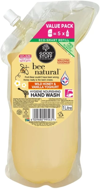 Good Stuff Bee Natural Wild Honey & Vanilla Yoghurt Hand Wash Refill Pouch For  Men & Women