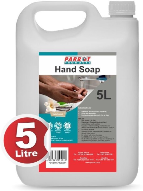 Parrot Products Antibacterial Hand Soap Vanilla 5L Hand Wash Bottle For  Men & Women