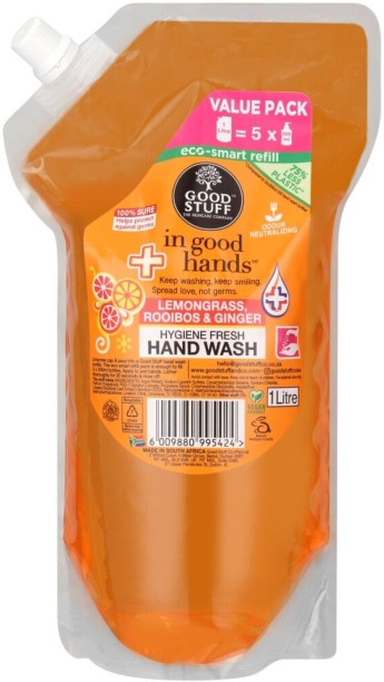 Good Stuff Lemongrass, Rooibos & Ginger Hand Wash Refill Pouch For  Men & Women